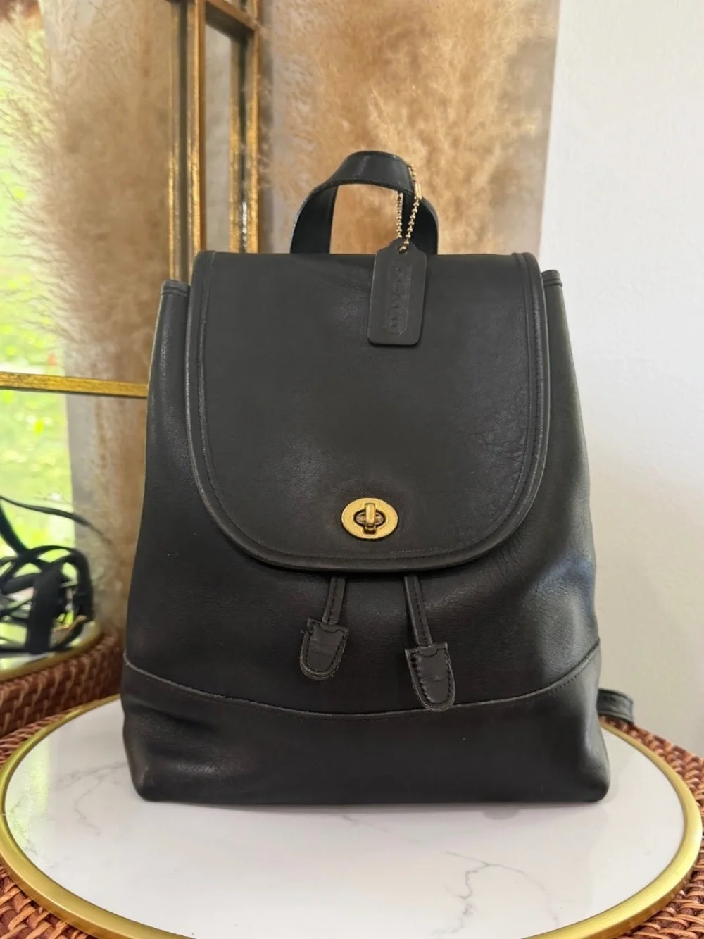 Vintage Coach 9791 Black LeatherLarge Daypack Backpack Bag Made In The USA